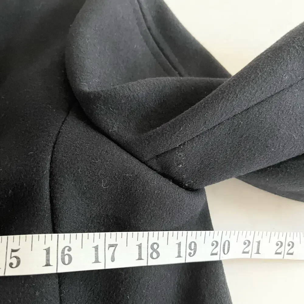 Tory Burch Peggy Calf Half Trimmed Wool Blend Jacket Black Women's Size 12